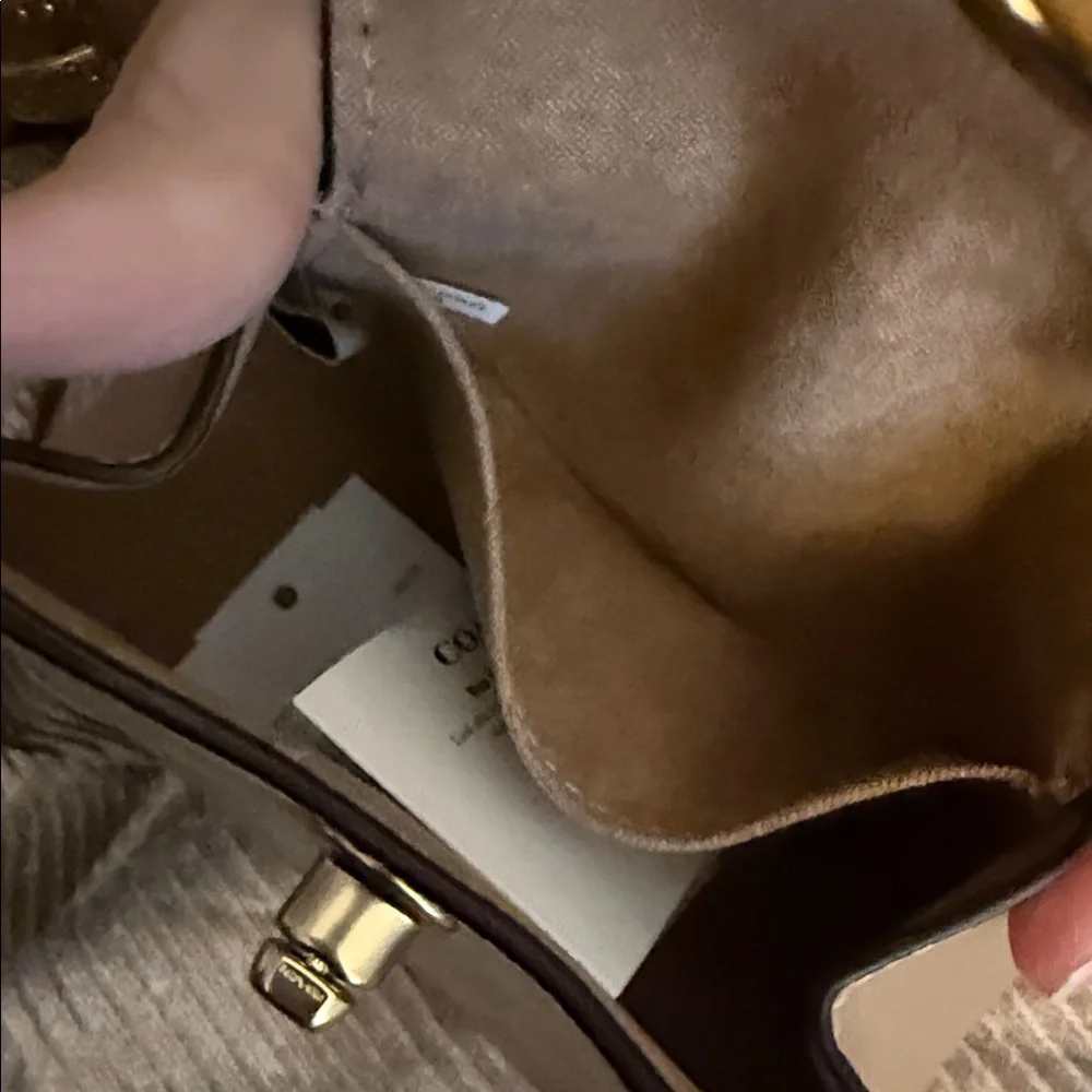 Coach Mini Cross Body Bag in Brown and Cream with Gold Chain - Picture 10 of 10